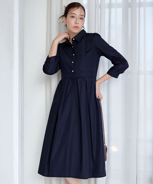 パール釦フレアシャツワンピース（ワンピース）｜Tiaclasse