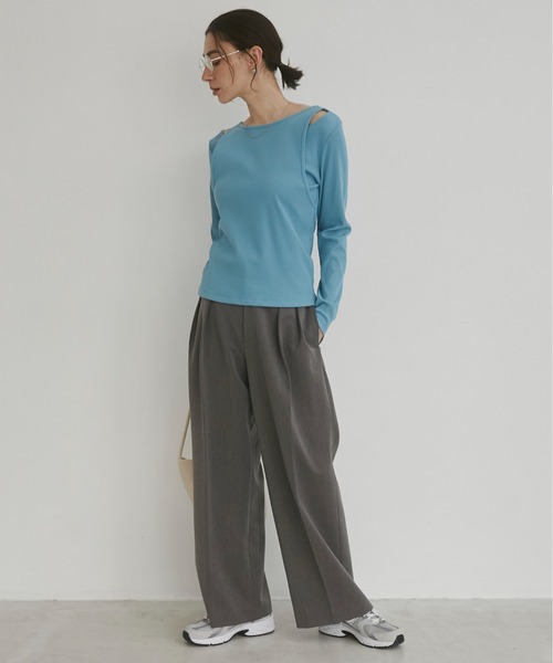 ANGIE（アンジー）の「２タック センタープレスワイド スラックス（スラックス・レディース・杢グレー/ブラック/アイボリー・SMALL/LARGE/MEDIUM）」の20枚目の写真