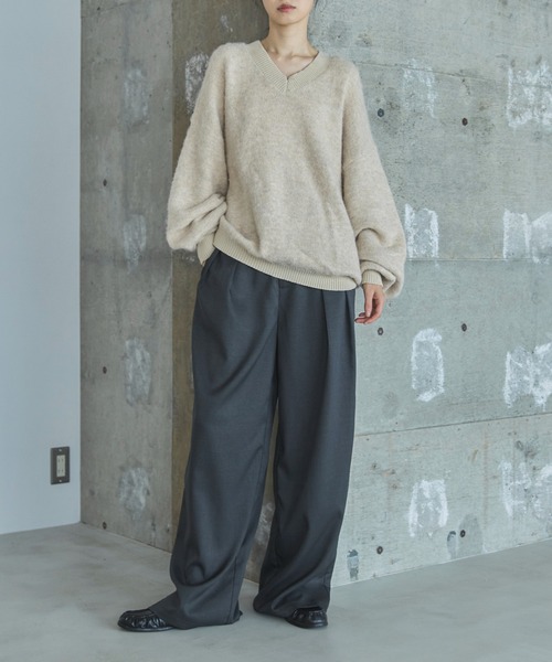 Evisen ブラウン ダブルプリーツ スラックス XL 2タックワイドスラックスパンツ｜ACLENT（アクレント）