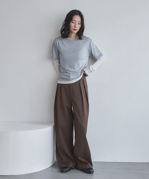 4size展開/セットアップ可】ダブルタックワイドスラックス（スラックス