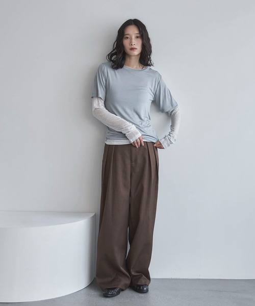 4size展開/セットアップ可】ダブルタックワイドスラックス（スラックス