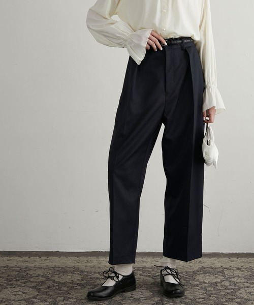 BONLECILL noir（ボンルシールノワール）の「【BONLECILL noir】2way袖リボンテーラードジャケット＆センタープレススラックス（セットアップ・レディース・ネイビー/チャコールグレー/ブラック/ブラウン・S-M/M-L/S/M/L）」の14枚目の写真