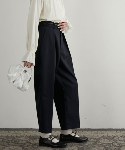 BONLECILL noir（ボンルシールノワール）の「【BONLECILL noir】2way袖リボンテーラードジャケット＆センタープレススラックス（セットアップ・レディース・ネイビー/チャコールグレー/ブラック/ブラウン・S-M/M-L/S/M/L）」の15枚目の写真