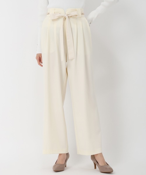 MISCH MASCH（ミッシュマッシュ）の「チェーンリボンベルト付きワイドパンツ（その他パンツ・レディース・ブルー/アイボリー/ライトグレー・S/M）」の7枚目の写真