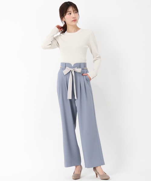 MISCH MASCH（ミッシュマッシュ）の「チェーンリボンベルト付きワイドパンツ（その他パンツ・レディース・ブルー/アイボリー/ライトグレー・S/M）」の20枚目の写真