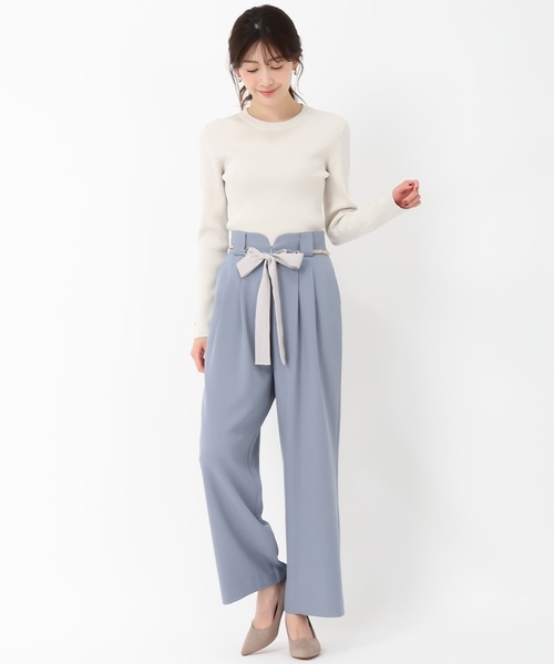 MISCH MASCH（ミッシュマッシュ）の「チェーンリボンベルト付きワイドパンツ（その他パンツ・レディース・ブルー/アイボリー/ライトグレー・S/M）」の21枚目の写真