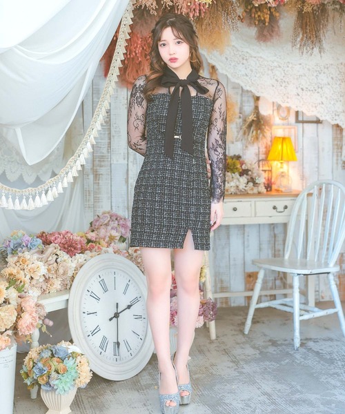 ELISABETTA FRANCHI ロゴ スタッズ クルーネック ミニドレス ELISABETTA FRANCHI ロゴ スタッズ クルーネック ミニドレス