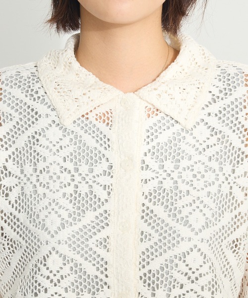 CRAFT STANDARD BOUTIQUE(クラフトスタンダードブティック)の「クロシェレースカーディガン ◆(カーディガン/ボレロ・レディース・アイボリー/ブラック・FREE)」の11枚目の写真