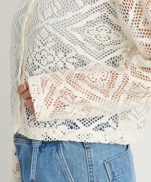 CRAFT STANDARD BOUTIQUE(クラフトスタンダードブティック)の「クロシェレースカーディガン ◆(カーディガン/ボレロ・レディース・アイボリー/ブラック・FREE)」の12枚目の写真