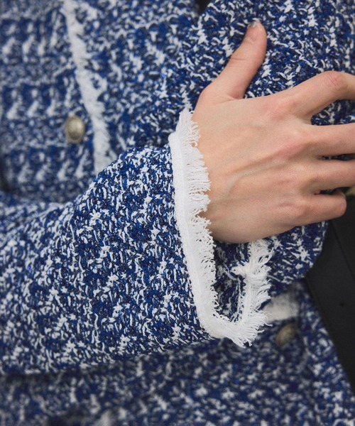 SALON adam et rope'（サロン アダム エ ロペ）の「【WEB限定】ツイードフリンジニットジャケット（カーディガン/ボレロ・レディース・ブルー系その他4/ブラック系その他・FREE）」の11枚目の写真