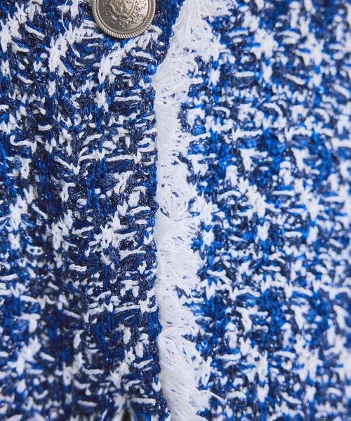 SALON adam et rope'（サロン アダム エ ロペ）の「【WEB限定】ツイードフリンジニットジャケット（カーディガン/ボレロ・レディース・ブルー系その他4/ブラック系その他・FREE）」の9枚目の写真