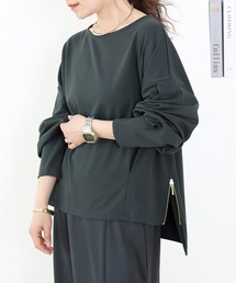 Tシャツ/カットソー（グレー/灰色系・ボートネック）ファッション通販