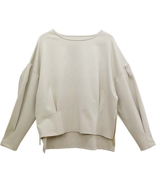 Aletta vita(アレッタビータ)の「ポンチサイドファスナー袖タックプルオーバー(Tシャツ/カットソー・レディース・オフホワイト/ベージュ/ブラウン/ブラック/チャコール・FREE)」の14枚目の写真