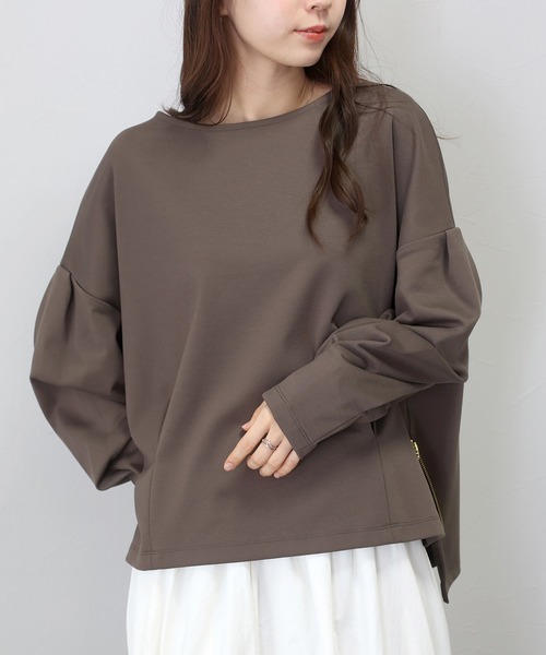 Aletta vita(アレッタビータ)の「ポンチサイドファスナー袖タックプルオーバー(Tシャツ/カットソー・レディース・オフホワイト/ベージュ/ブラウン/ブラック/チャコール・FREE)」の21枚目の写真