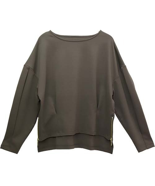 Aletta vita(アレッタビータ)の「ポンチサイドファスナー袖タックプルオーバー(Tシャツ/カットソー・レディース・オフホワイト/ベージュ/ブラウン/ブラック/チャコール・FREE)」の11枚目の写真