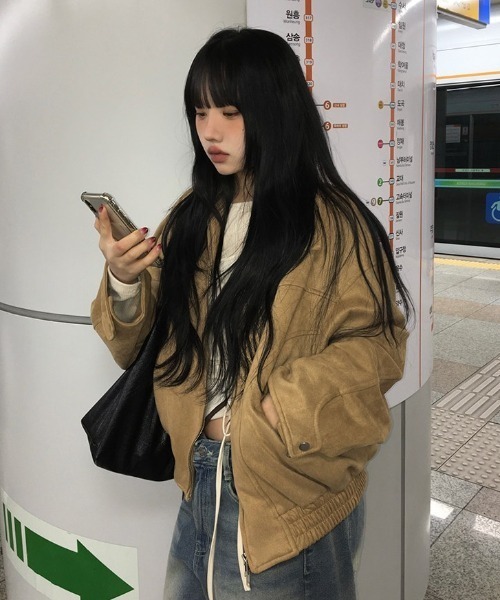 セール】襟付きダブルジップスエード調ブルゾン（ブルゾン