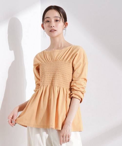 NANO universe(ナノユニバース)の「シャーリングデザインカットソー(Tシャツ/カットソー・レディース・オレンジ/ホワイト/ブラック・FREE)」の14枚目の写真