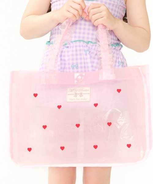Kids Foret（キッズフォーレ）の「ハート・お花刺繍プールバッグ（スイムグッズ・キッズ・ピンク/イエロー・FREE）」の6枚目の写真