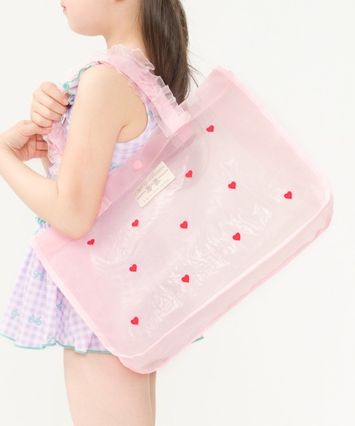 Kids Foret（キッズフォーレ）の「ハート・お花刺繍プールバッグ（スイムグッズ・キッズ・ピンク/イエロー・FREE）」の5枚目の写真
