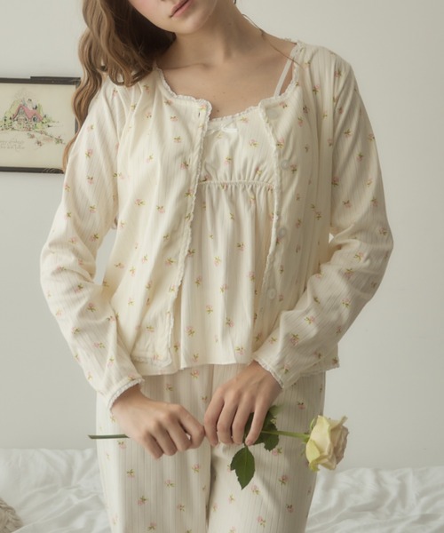小花柄パジャマ3点セット/floral pattern pajamas 3piece set