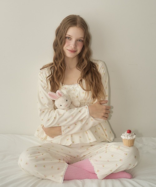 小花柄パジャマ3点セット/floral pattern pajamas 3piece set