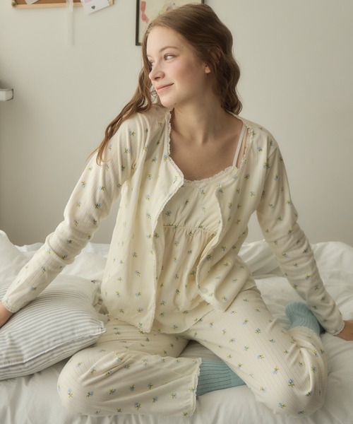小花柄パジャマ3点セット/floral pattern pajamas 3piece set