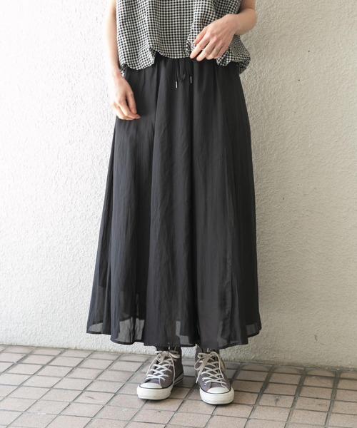 エブール　シルクシアー　フレアスカート ebure シルクシアーフレアスカート ネイビー - メルカリ