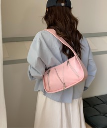 トリプルジップデザインハンドル2WAYショルダーバッグ