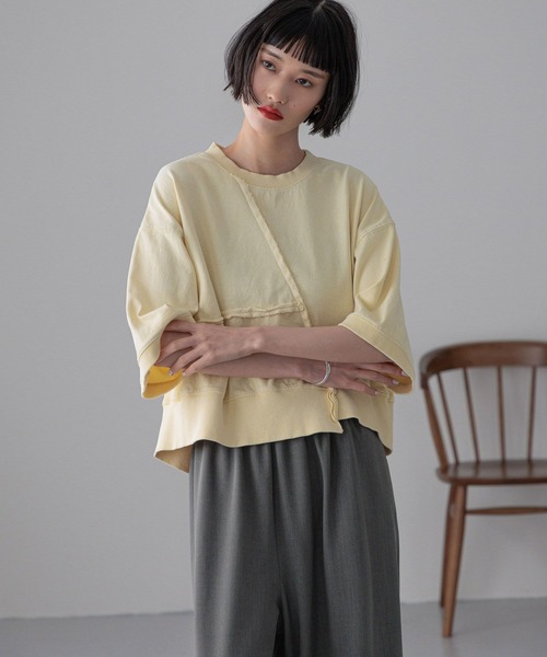 LOWRYS FARM(ローリーズファーム)の「ピグメントリメイク5S 323034(Tシャツ/カットソー・レディース・イエロー/チャコールグレー/アイボリー・SHORT/LONG)」の14枚目の写真