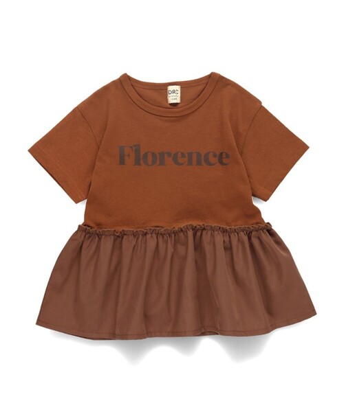 DRC branshes(ディーアールシーブランシェス)の「【WEB限定/DRC/綿100%】異素材切替ロゴ半袖Tシャツ(Tシャツ/カットソー・キッズ・ブラウン/ラベンダー/ライトグリーン/オフホワイト/ブラック・100/150/110/120/90/130/140)」の10枚目の写真