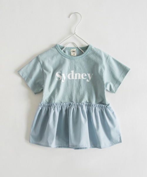 DRC branshes(ディーアールシーブランシェス)の「【WEB限定/DRC/綿100%】異素材切替ロゴ半袖Tシャツ(Tシャツ/カットソー・キッズ・ブラウン/ラベンダー/ライトグリーン/オフホワイト/ブラック・100/150/110/120/90/130/140)」の4枚目の写真