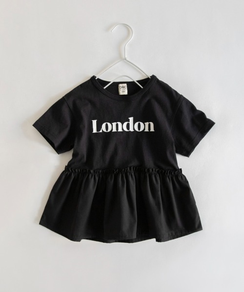 DRC branshes(ディーアールシーブランシェス)の「【WEB限定/DRC/綿100%】異素材切替ロゴ半袖Tシャツ(Tシャツ/カットソー・キッズ・ブラウン/ラベンダー/ライトグリーン/オフホワイト/ブラック・100/150/110/120/90/130/140)」の2枚目の写真