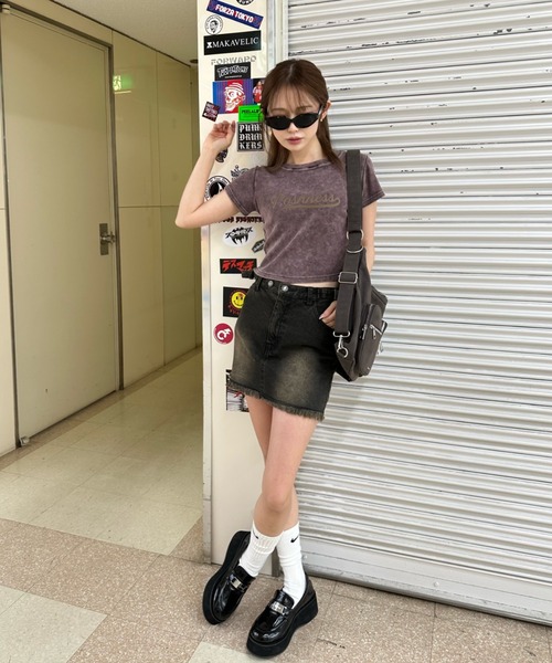 RAY CASSIN（レイカズン）の「ピグメントシャーリングロゴチビTシャツ（Tシャツ/カットソー・レディース・チャコールグレー/ブラウン/ホワイト/ベージュ・FREE）」の21枚目の写真