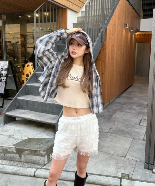 RAY CASSIN（レイカズン）の「ピグメントシャーリングロゴチビTシャツ（Tシャツ/カットソー・レディース・チャコールグレー/ブラウン/ホワイト/ベージュ・FREE）」の14枚目の写真