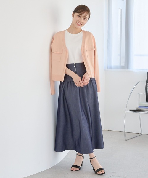 Andemiu（アンデミュウ）の「デニムキリカエフレアスカート451840（デニムスカート・レディース・ブラック/インディゴブルー・FREE）」の4枚目の写真