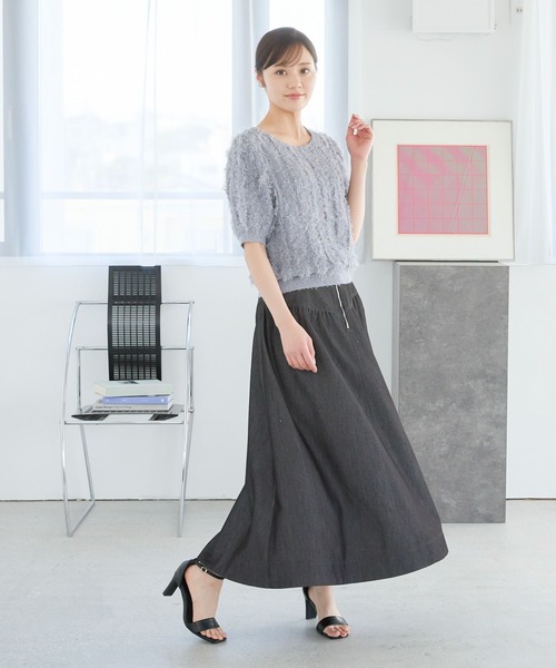 Andemiu（アンデミュウ）の「デニムキリカエフレアスカート451840（デニムスカート・レディース・ブラック/インディゴブルー・FREE）」の3枚目の写真