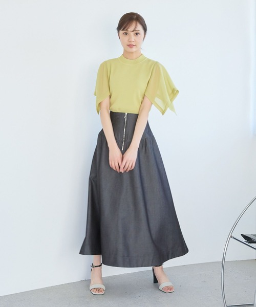 Andemiu（アンデミュウ）の「デニムキリカエフレアスカート451840（デニムスカート・レディース・ブラック/インディゴブルー・FREE）」の17枚目の写真