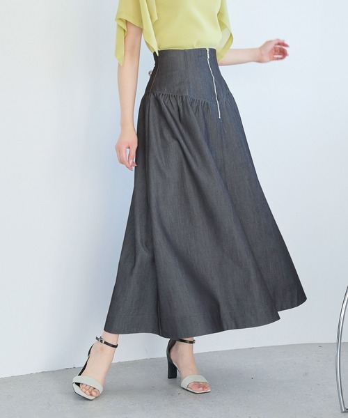 Andemiu（アンデミュウ）の「デニムキリカエフレアスカート451840（デニムスカート・レディース・ブラック/インディゴブルー・FREE）」の16枚目の写真