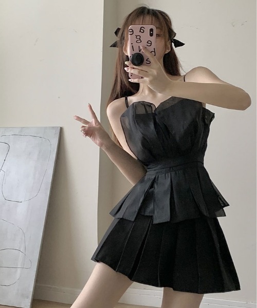kirakiraShop(キラキラショップ)の「シフォン プリーツ キャミソール(キャミソール・レディース・クリーム/ブラック/ホワイト・FREE)」の22枚目の写真