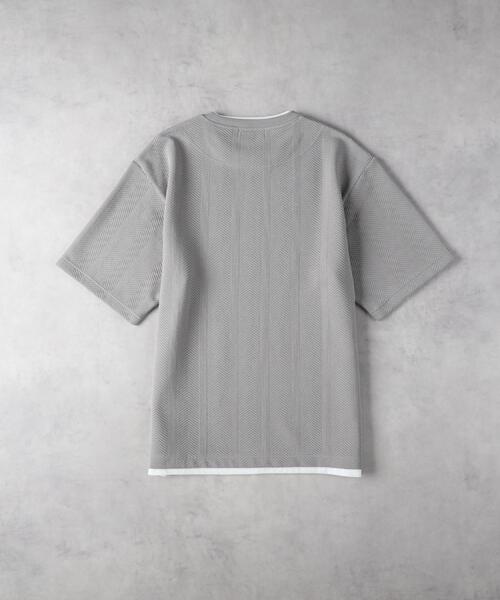 BACK NUMBER(バックナンバー)の「BACK NUMBER(バックナンバー)【メンズ】ジャガードフェイクレイヤードTシャツ(Tシャツ/カットソー・メンズ・ネイビー/グレー/ベージュ・L/XL/M)」の15枚目の写真