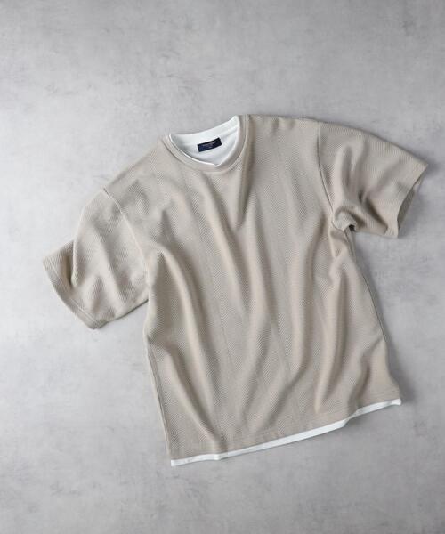 BACK NUMBER(バックナンバー)の「BACK NUMBER(バックナンバー)【メンズ】ジャガードフェイクレイヤードTシャツ(Tシャツ/カットソー・メンズ・ネイビー/グレー/ベージュ・L/XL/M)」の21枚目の写真