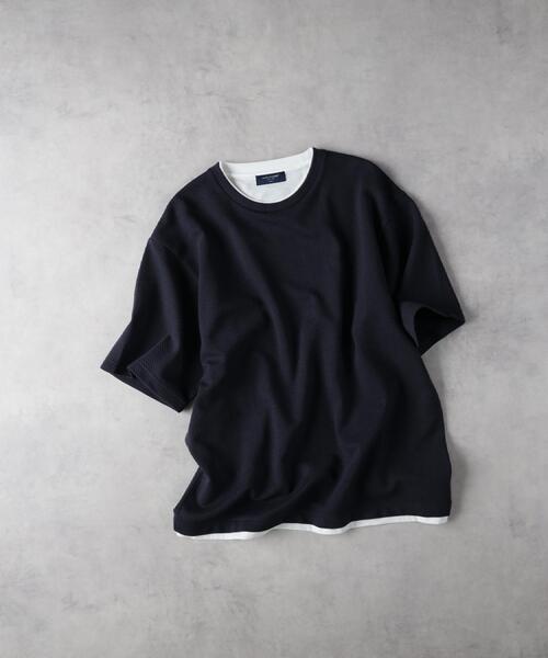 BACK NUMBER(バックナンバー)の「BACK NUMBER(バックナンバー)【メンズ】ジャガードフェイクレイヤードTシャツ(Tシャツ/カットソー・メンズ・ネイビー/グレー/ベージュ・L/XL/M)」の22枚目の写真