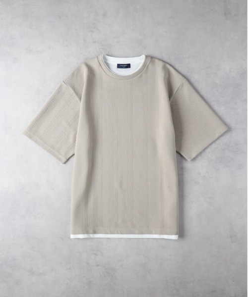 BACK NUMBER（バックナンバー）の「【BACK NUMBER】ジャガードフェイクレイヤードTシャツ（Tシャツ/カットソー・メンズ・ネイビー/グレー/ベージュ・L/XL/M）」の8枚目の写真