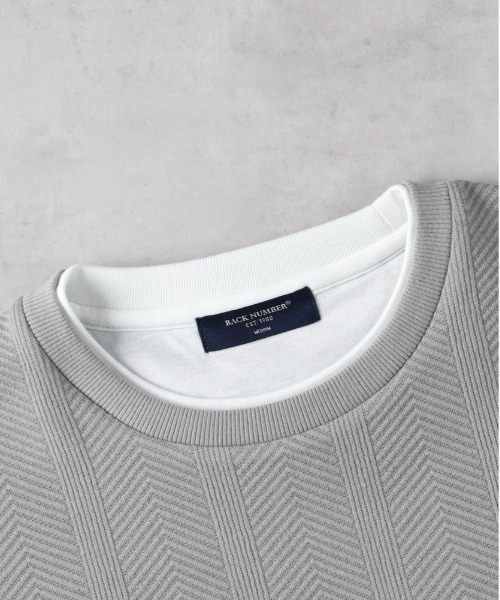 BACK NUMBER（バックナンバー）の「【BACK NUMBER】ジャガードフェイクレイヤードTシャツ（Tシャツ/カットソー・メンズ・ネイビー/グレー/ベージュ・L/XL/M）」の6枚目の写真
