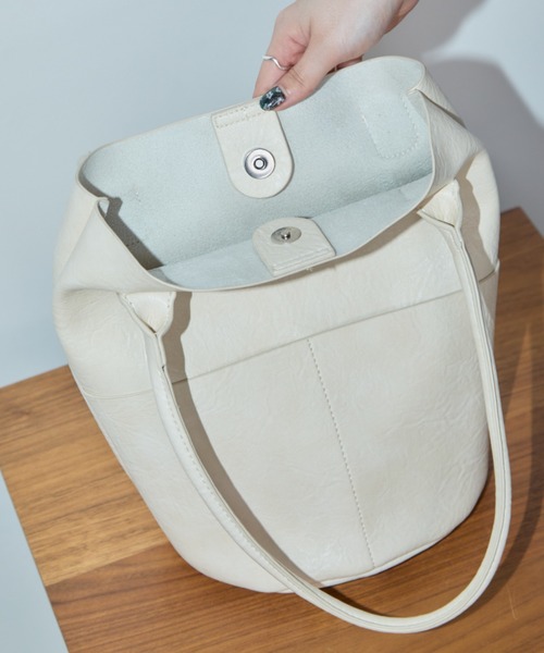 リネン　ナチュラル　青ライン入り　両脇ポケット　バケツトート　　麻　リネン earth_eco_loco 2点までメール便可 トートバッグ 縦型 軽量 レディース