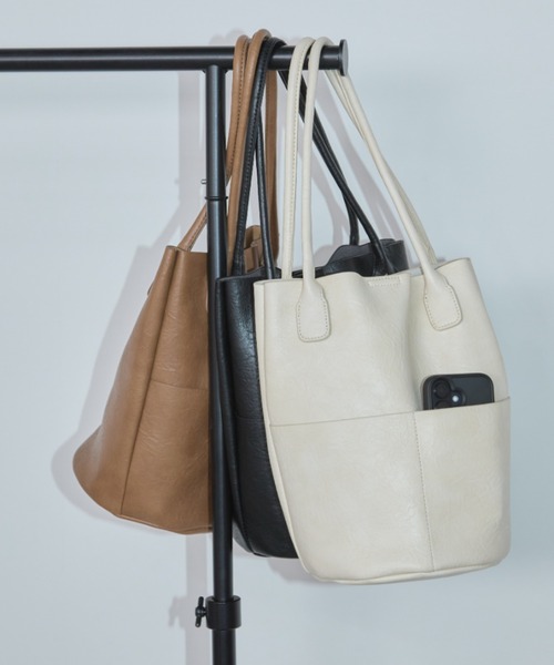 Aunt Marie's（アントマリーズ）の「アウトポケットバケツトートバッグ / 500ml収納可能（トートバッグ・レディース・ブラウン/ブラック/アイボリー・FREE）」の7枚目の写真