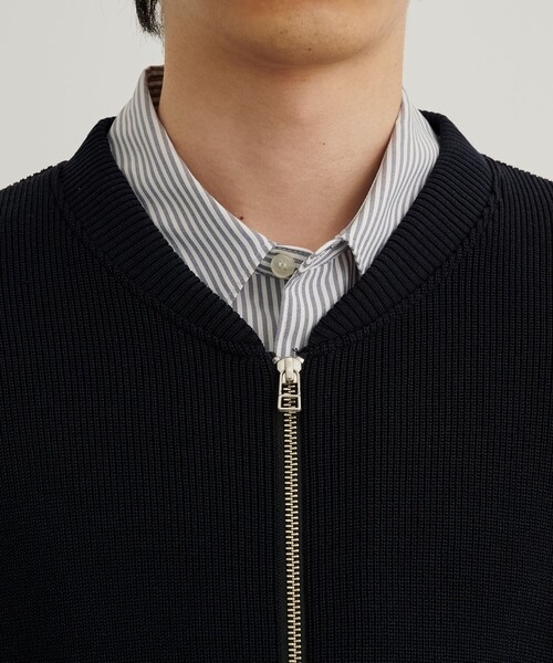 PUBLIC TOKYO（パブリックトウキョウ）の「カーブラインアゼニットブルゾン（カーディガン/ボレロ・メンズ・ブルー/ブラック・1/2）」の3枚目の写真