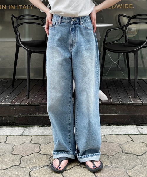 Copping Zone ワイドデニムパンツ ストリート ジーンズ ロング ワイドデニム Copping Zone(コッピ―ゾーン) デニム・ジーパン