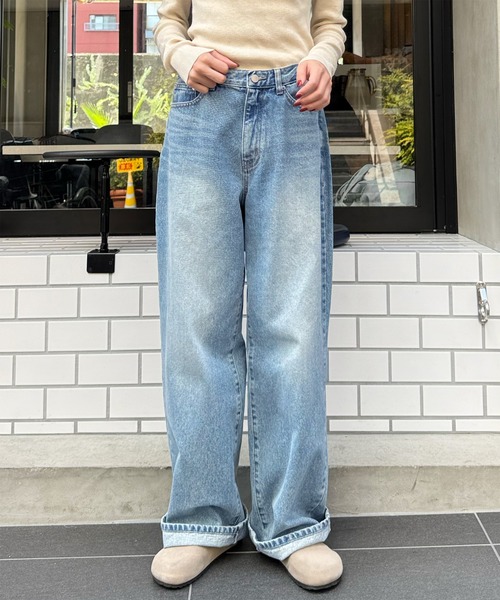 ロングワイドデニムパンツ（デニムパンツ）｜LE MORE（リモア）の