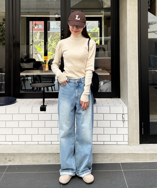 ロングワイドデニムパンツ（デニムパンツ）｜LE MORE（リモア）の